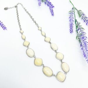 Napier Signed Vintage Creme Cabochon Silver Tone Statement Necklace